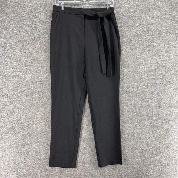 Mosaic & Co Dress Pants Women M Medium Black High Rise Flat Front Skinny Belted - Picture 1 of 10